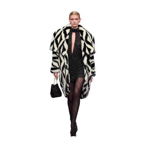 Caban Donna kimono in ecopelliccia Nero burro Elisabetta Franchi- Francavilla Moda